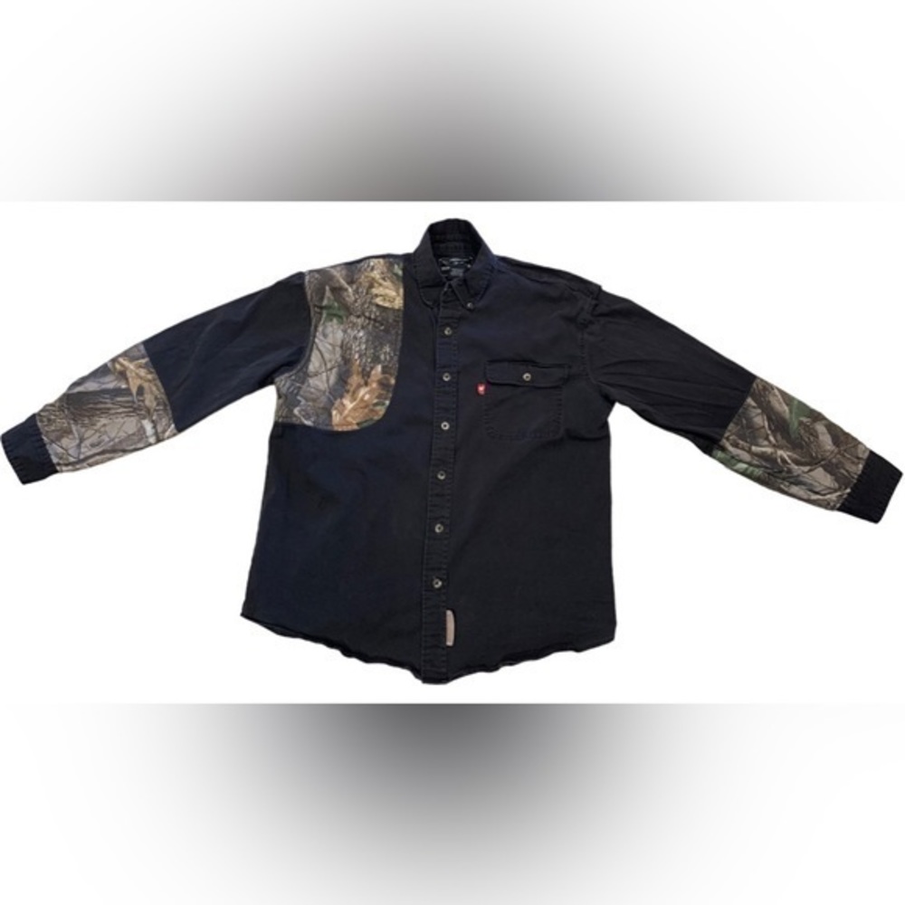 WINCHESTER Button Down Black Outdoors Shooting Hunting Shirt‎ Size L Camo EUC